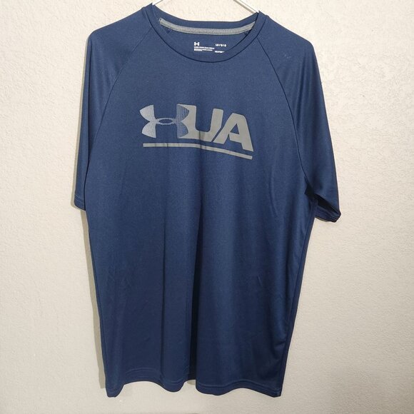 Under Armour Mens HeatGear Loose Fit Navy Blue Short Sleeve T-Shirt LG - Picture 1 of 10